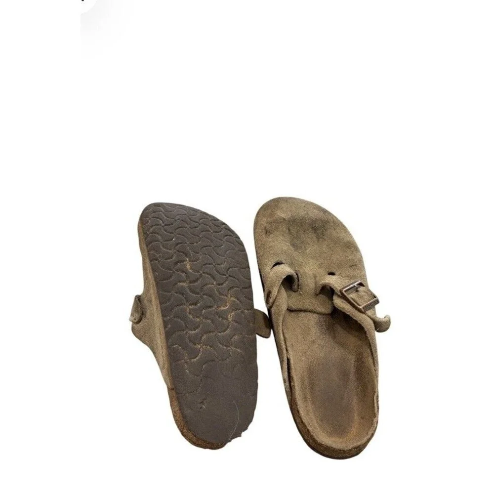 Birkenstock Boston Suede Clog Sandals Beige Men’s Buckle EU 42 US 9